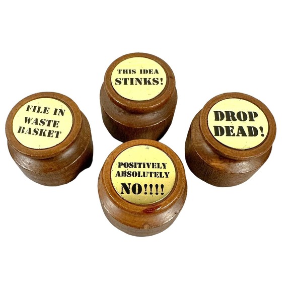 Unbranded Other - Wood Stamp Lot of 4 Office Arrogant Dark Humor Messages Positively Absolutely NO